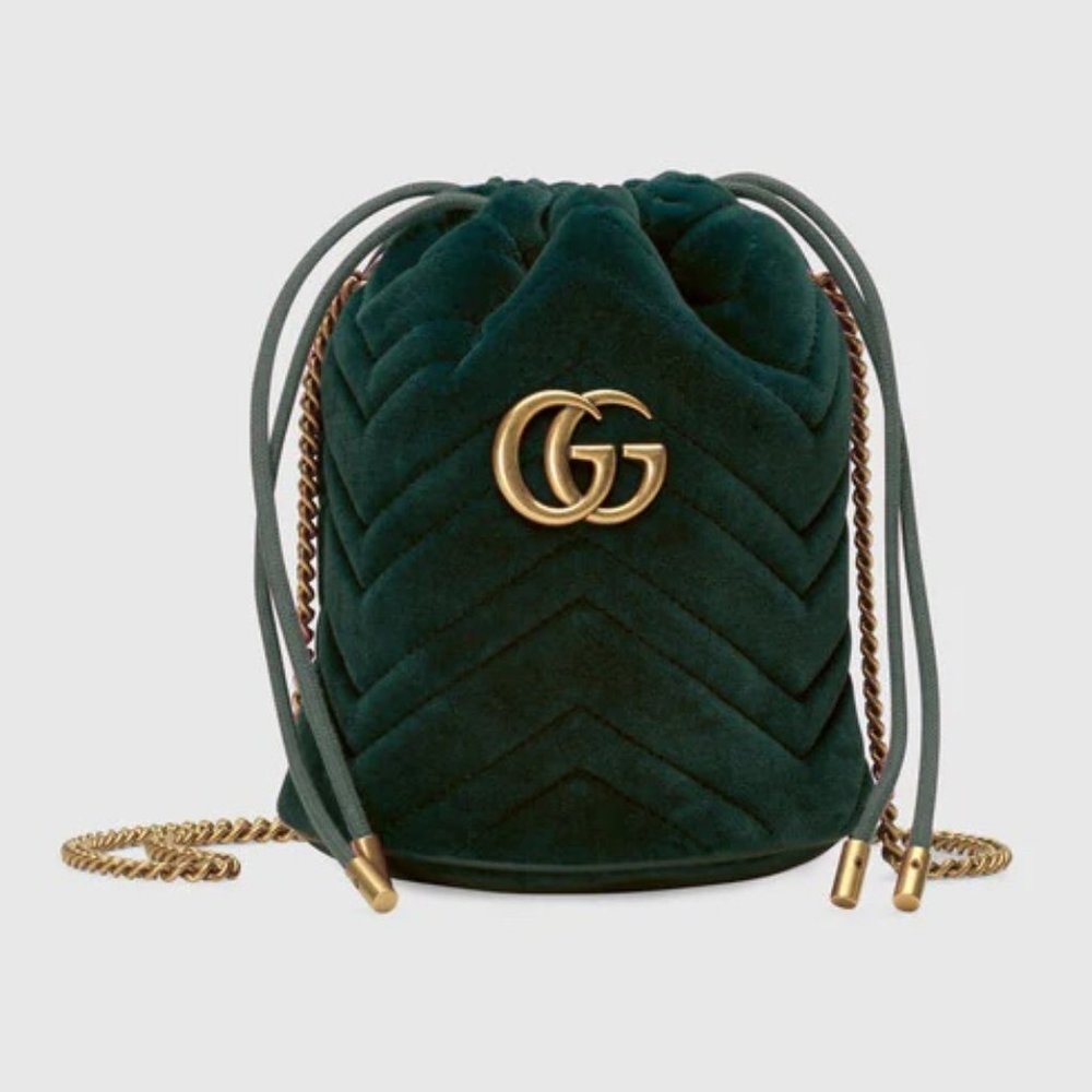 Marmont Interlocking GG Logo Mini Bucket Bag with Chain NEW W DUSTBAG
